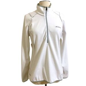 COLUMBIA Women’s White Fleece Summit Rush Half Zip Gray Trim Coat Medium